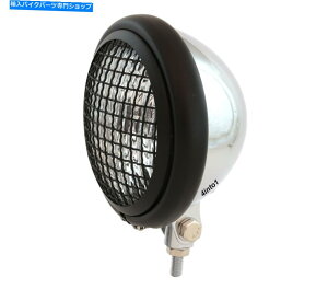 Headlight 5.75 �J�X�^���I�[�g�o�C�{�g���}�E���g�w�b�h���C�g�t���w�b�h���C�g - �O���� - �N�����}�b�g�u���b�N 5.75 Custom Motorcycle Bottom Mount Headlight w/ Grill - Chrome Matte Black�y���s�A���i�z