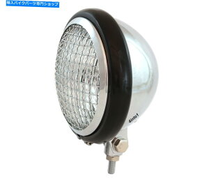 Headlight 5.75 "JX^I[goC{g}EgwbhCgtwbhCg - O - NOXubN 5.75" Custom Motorcycle Bottom Mount Headlight w/ Grill - Chrome Gloss Black