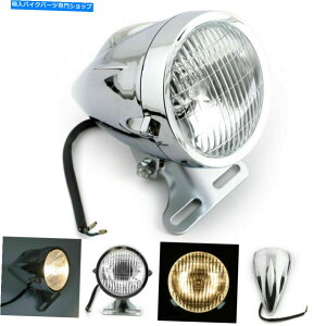 Headlight Chrome Bullet Headlightv4 3/4 "I[goC̓`bp[{o[JX^ɃtBbg܂ Chrome Bullet Headlight Lamp 4 3/4" Motorcycle Fits Chopper Bobber Custom New