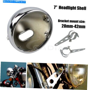 Headlight �N����7 ''�w�b�h���C�g�V�F�����E���h�o�P�c28mm-42mm�t�H�[�N�u���P�b�g�}�E���g�n�[���[ Chrome 7'' Headlight Shell Round Bucket 28mm-42mm Fork Bracket Mount For Harley�y���s�A���i�z