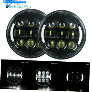 Headlight �y�A5-3/4 5.75 LED�w�b�h���C�g�v���W�F�N�^�[�n���[�����ODRL�^�[���V�O�i���I�[�g�o�C Pair 5-3/4 5.75 LED Headlights Projector Halo Ring DRL Turn Signals Motorcycle�y���s�A���i�z