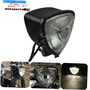 Headlight n[[`bp[{o[JX^p̍I[goCggCAOwbhCgv Black Motorcycle Retro Triangle Headlight Lamp For Harley Chopper Bobber Custom