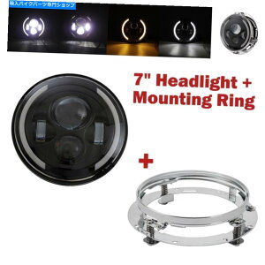 Headlight 7 "LEDubNvWFN^[wbhCg +}EgOuPbgNI[goCW[vp 7" LED Black Projector Headlight + Mount Ring Bracket Chrome for Motorcycle Jeep