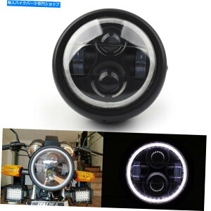 Headlight 6.5 "JtF[T[p̃zCgn[OtvWFN^[LEDwbhCg 6.5" Projector LED Headlight w/White Halo Ring For Cafe Racer Bobber U1