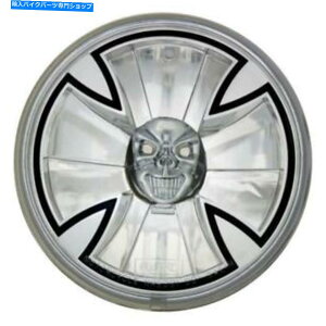 Headlight Adjure T50x00-SR 5-3/4 H4�d���t���A�C�A���N���X�X�J���I�[�g�o�C�w�b�h���C�g Adjure T50X00-SR 5-3/4 Iron Cross Skull Motorcycle Headlight with H4 Bulb�y���s�A���i�z