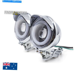 Headlight I[goCŃAX|bgtHOCgGWFAC[P[WK[hjo[Tʉ߂pXʉ߂܂ Motorcycle Chrome LED Passing Spot Fog Light Angel Eye Roll Cage Guard Univer