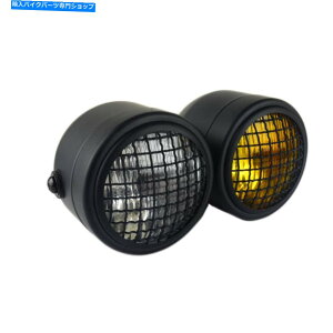 Headlight ubNcCwbhCg[^[TCNOfAvXg[gt@C^[̃h~l[^[ Black Twin Headlight Motorcycle Grill Dual Lamp Street Fighter Naked Dominator