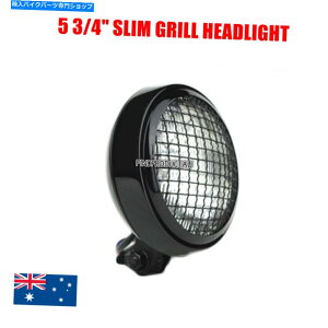 Headlight �u���b�N�N���A�����Y5.75 �X�����O�����w�b�h���C�g�n�[���[�J�t�F���[�T�[�`���b�p�[�{�o�[ Black clear lens 5.75 slim grill headlight Harley cafe racer chopper bobber�y���s�A���i�z