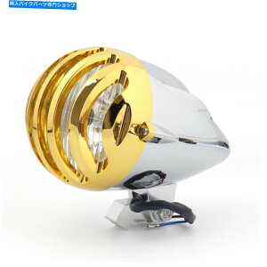 Headlight I[goC5 1/2 "eۃwbhCgv`bp[{o[I[hXN[ɃtBbgN Motorcycle 5 1/2" Bullet Headlight Lamp Chrome Fit For Chopper Bobber Old School