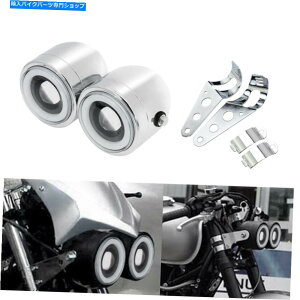 Headlight �N�����f���A���c�C���A���o�[LED�G���W�F���A�C�Y�w�b�h�����vW/�}�E���g�u���P�b�g�t�B�b�g�n�[���[ Chrome Dual Twin Amber LED Angel Eyes Headlamp W/ Mount Bracket Fit For Harley�y���s�A���i�z