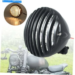 Headlight 5 "I[goCubNwbhCgvtBOn[[cA[`bp[{o[ 5"Motorcycle Black Headlight Lamp Finned Grill For Harley Touring Chopper Bobber