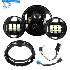 Headlight �c�[�����O�p7�C���`�u���b�NLED�v���W�F�N�^�[�w�b�h���C�g +�p�X���C�g For Touring 7" Black LED Projector Headlight + Passing Lights