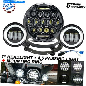 Headlight 85W 7 "C`LEDwbhCg + 4.5"pXCg +O}Egn[[c[O 85W 7" INCH LED Headlight + 4.5" Passing Lights + Ring Mount for Harley Touring