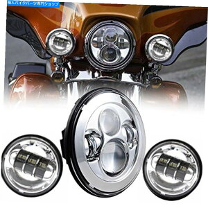 Headlight �n�[���[�I�[�g�o�C��3PCS�N�����h�b�g7 LED�w�b�h���C�g + 4.5���̒ʉߓ� For Harley Motorcycle 3Pcs Chrome DOT 7 LED Headlight + 4.5 Fog Passing Lights�y���s�A���i�z