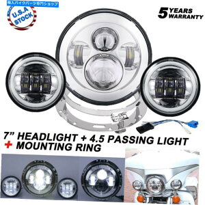 Headlight 7 "80WvWFN^[LEDwbhCg + 4.5"tHOCg +O}Egn[[frbh\ 7" 80W Projector LED Headlight + 4.5" Fog Light + Ring Mount for Harley Davidson