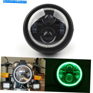 Headlight 6 1/2 �I�[�g�o�C���j�o�[�T��LED�w�b�h���C�g�O���[���n���[�����O�p�J�t�F���[�T�[�`���b�p�[ 6 1/2 Motorcycle Universal LED Headlight Green Halo Ring For Cafe Racer Chopper