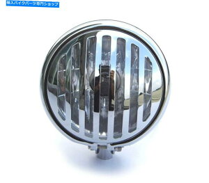 Headlight I[goCwbhCgxCcX^CgNVbN`bp[ƃÑOt Motorcycle Headlight Bates Style Retro Classic Chopper with Grill in CHROME