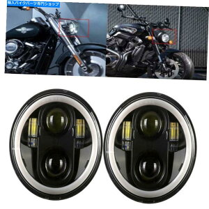Headlight �y�A5-3/4 5.75�C���`�v���W�F�N�^�[�w�b�h���C�gDRL LED�n�[���[�f�r�b�h�\���_�C�i Pair 5-3/4 5.75INCH Projector Headlight DRL LED for Harley Davidson Dyna�y���s�A���i�z