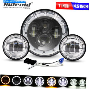 Headlight �n�[���[�f�r�b�h�\���I�[�g�o�C�p�t�H�O�����v�L�b�g�t��7�C���`LED�w�b�h���C�g�v���W�F�N�^�[ 7 inch LED Headlight Projector with Fog Lamps Kit For Harley Davidson Motorcycle
