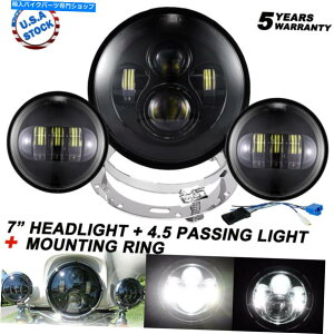 Headlight 7 "LEDwbhCg + 4.5tHOv +n[[GNgOChNVbNpNO 7" LED Headlight + 4.5 Fog Lamp + Chrome Ring for Harley Electra Glide Classic