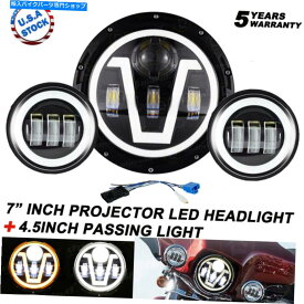 Headlight 7inchオートバイLEDヘッドライト +ホンダシャドウエアロエースのハローフォグライト + 4.5 " 7inch Motorcycle LED Headlight + 4.5" Halo Fog Light For Honda Shadow Aero ACE