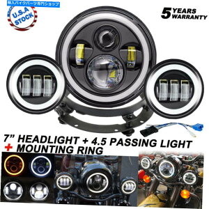 Headlight 100W 7 "LEDwbhCg + 40WpbVOCg +O}Egp}nV-star 100W 7" LED Headlight + 40W Passing Light + Ring Mount for For Yamaha V-Star