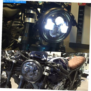 Headlight [^[oCNJtF[T[N[̓wbhCgubN7 "C`hbgsae e eu eu us us Motorbike Cafe Racer Cree LED Headlight Black 7" Inch DOT SAE E Marked UK EU US