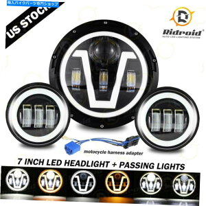 Headlight n[[p7C`LEDwbhCg + 4.5C`̖ʉLEDCgR{Zbg 7 INCH LED HEADLIGHT + 4.5 INCH FOG PASSING LED LIGHT combo set for Harley