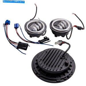 Headlight 7 LED�v���W�F�N�^�[�w�b�h���C�g���Ԃ̃����j���O���C�g + 4.5�g�p�X���C�g�u���b�N 7 LED Projector Headlight Daytime Running Light + 4.5�g Passing Lights Black�y���s�A���i�z