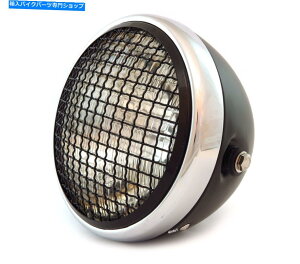 Headlight 7 "TCh}EgI[goCwbhCgtO - }bgubNNOX - NA 7" Side Mount Motorcycle Headlight w/ Grill - Matte Black Chrome Gloss - Clear