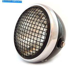 Headlight 7 "TCh}EgI[goCwbhCgtO - OXubN - N - NA 7" Side Mount Motorcycle Headlight w/ Grill - Gloss Black - Chrome - Clear