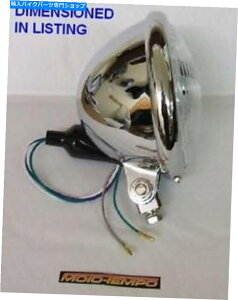 Headlight NwbhCg5 3/4 "{g}Eg^{fBJX^H4 12V 60/55WouTCh CHROME HEADLIGHT 5 3/4" BOTTOM MOUNT METAL BODY CUSTOM H4 12V 60/55W bulb & Side