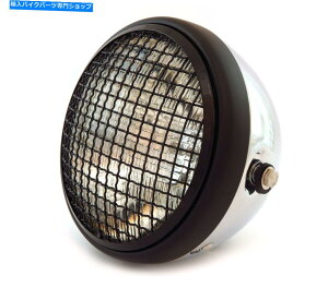 Headlight 7 "TCh}EgI[goCwbhCgtO - N - }bgOXubN - NA 7" Side Mount Motorcycle Headlight w/ Grill - Chrome - Matte Gloss Black - Clear