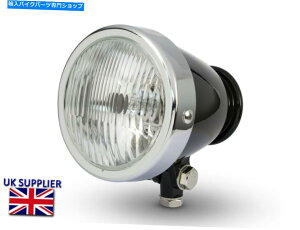Headlight I[goCwbhCg{g}EgwbhvJX^`bp[ubNƃN Motorcycle Headlight Bottom Mount Headlamp Custom Chopper Black and Chrome