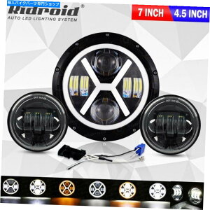 Headlight 7 "LEDwbhCg + 4.5"n[[c[OGNgOCh[hLÕpbVOCg 7" LED Headlight + 4.5" Passing Light For Harley Touring Electra Glide Road King