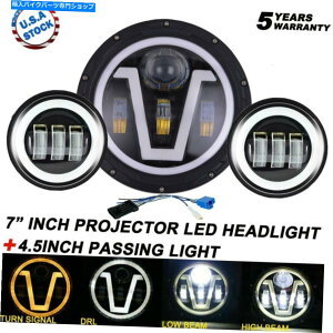 Headlight n[[[hLOc[Op7C`DRL LEDwbhCg + 4.5 "ʂ胉v 7" inch DRL LED Headlight + 4.5" Fog Passing Lamp For Harley Road King Touring