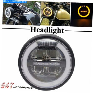 Headlight �n�[���[�_�C�i�J�t�F���[�T�[�p�̃I�[�g�o�C�w�b�h���C�g���E���h�z���C�gLED DRL�v���W�F�N�^�[ Motorcycle Headlight Round White LED DRL Projector For Harley Dyna Cafe Racer�y���s�A���i�z