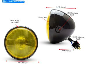 Headlight �C�G���[�����Y�����X�^�[�t���h�D�J�e�B�w�b�h���C�g750 900 1000 1100�J�t�F���[�T�[�v���W�F�N�g Ducati Headlight with Yellow Lens Monster 750 900 1000 1100 Cafe Racer Project�y���s�A���i�z
