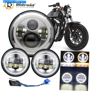 Headlight n[[frbh\cA[[hLO7C`LED DRLwbhCg +pXCg 7"inch LED DRL Headlight + Passing Lights For Harley Davidson Touring Road King