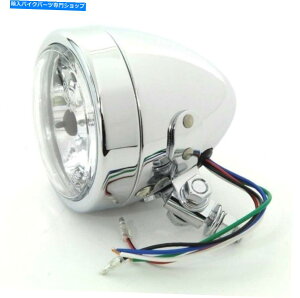 Headlight 4 �~�j���E�r�[��H4�n���Q���N�����w�b�h���C�g�n�[���[�`���b�p�[�{�o�[�J�X�^�� 4 Mini High Low Beams H4 Halogen Chrome Headlight Harley Chopper Bobber Custom�y���s�A���i�z