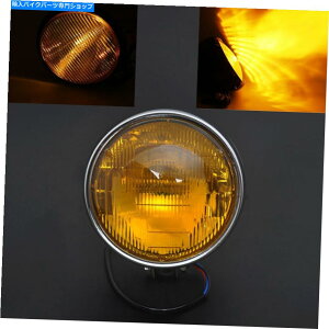 Headlight 6 "NI[goCEhwbhCgvn[[z_yÃAo[Y12V 6" Chrome Motorcycle Round Headlight Lamp Amber Lens For Harley Honda Pair 12V