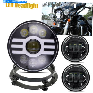 Headlight 7 �C���`LED�v���W�F�N�^�[�w�b�h���C�g+4.5�t�H�O���C�g +�n�[���[�f�r�b�h�\���̎��t�� 7 inch LED Projector Headlight +4.5 Fog Lights+Mounting For Harley Davidson
