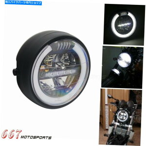 Headlight E-MarkE8 LED�I�[�g�o�C�w�b�h���C�g�z���C�gDRL�n���[�w�b�h�����v�n�[���[�J�t�F���[�T�[ E-Mark E8 Led Motorcycle Headlight White DRL Halo Headlamp For Harley Cafe Racer�y���s�A���i�z
