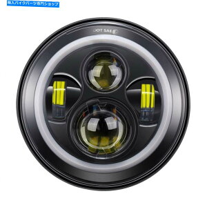 Headlight 7 ''�u���b�N���E���h�v���W�F�N�^�[Halomaker Hid hi/lo LED�w�b�h���C�g�n�[���[�_�r�b�h�\�� 7'' BlackRound Projector Halomaker HID Hi/Lo LED Headlight For Harley-Davidson