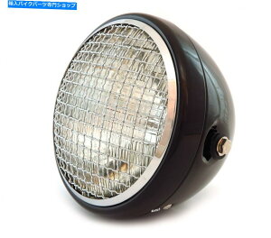 Headlight 7 "TCh}EgI[goCwbhCgtO - OXubN - N - NA 7" Side Mount Motorcycle Headlight w/ Grill - Gloss Black - Chrome - Clear