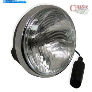 Headlight 7�C���`�̃w�b�h���C�g - �J�t�F���[�T�[�ɍœK�ȃN���������t���T�e���u���b�N�V�F�� 7 inch Headlight - Satin Black Shell With Chrome Rim ideal for cafe racers�y���s�A���i�z