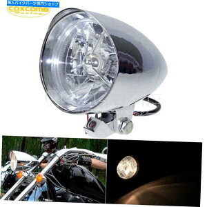 Headlight �n�[���[�_�C�i�{�o�[�`���b�p�[�p�̒e�ۃw�b�h���C�g�����v�o�C�U�[�w�b�h�����v4-1/2 "4.5" Bullet Headlight Lamp Visor Headlamp 4-1/2" 4.5" for Harley Dyna Bobber Chopper