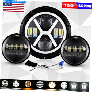 Headlight 7 "C`LEDwbhCgDRL + 4.5"̒ʉߏƖ̂߂Softail Classic 7" Inch LED Headlight DRL + 4.5" Fog Passing Lights For Heritage Softail Classic