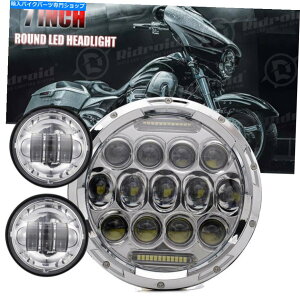 Headlight 1x 7 "LEDwbhCgDRL HI/LOr[ +2x4.5 ''n[[_rbh\̖̒ʉ߃Cg 1x 7"LED Headlight DRL Hi/Lo Beam +2x4.5'' Fog Passing Light For Harley-Davidson