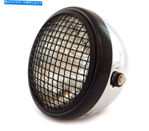 Headlight 7 "TCh}EgI[goCwbhCgtO - N - }bgubN - NA 7" Side Mount Motorcycle Headlight w/ Grill - Chrome - Gloss Matte Black - Clear